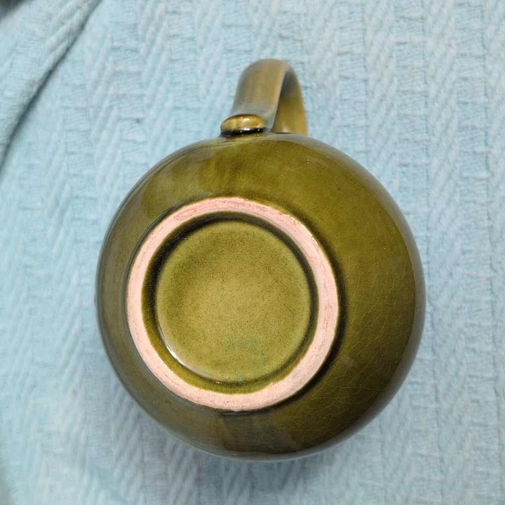 Vintage Mid-century Green Ceramic Syrup Pitcher - Picture 3 of 5